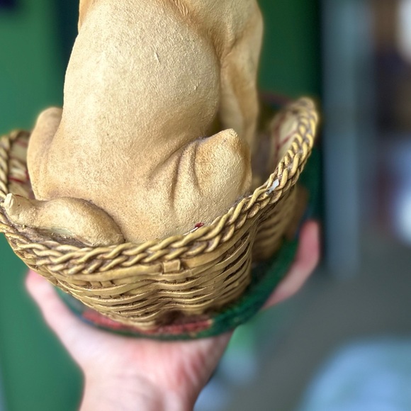 VTG Textured Pug Dog In Bed Doggy Lovers 3D Statue Candle Tea Light Holder - Picture 7 of 13